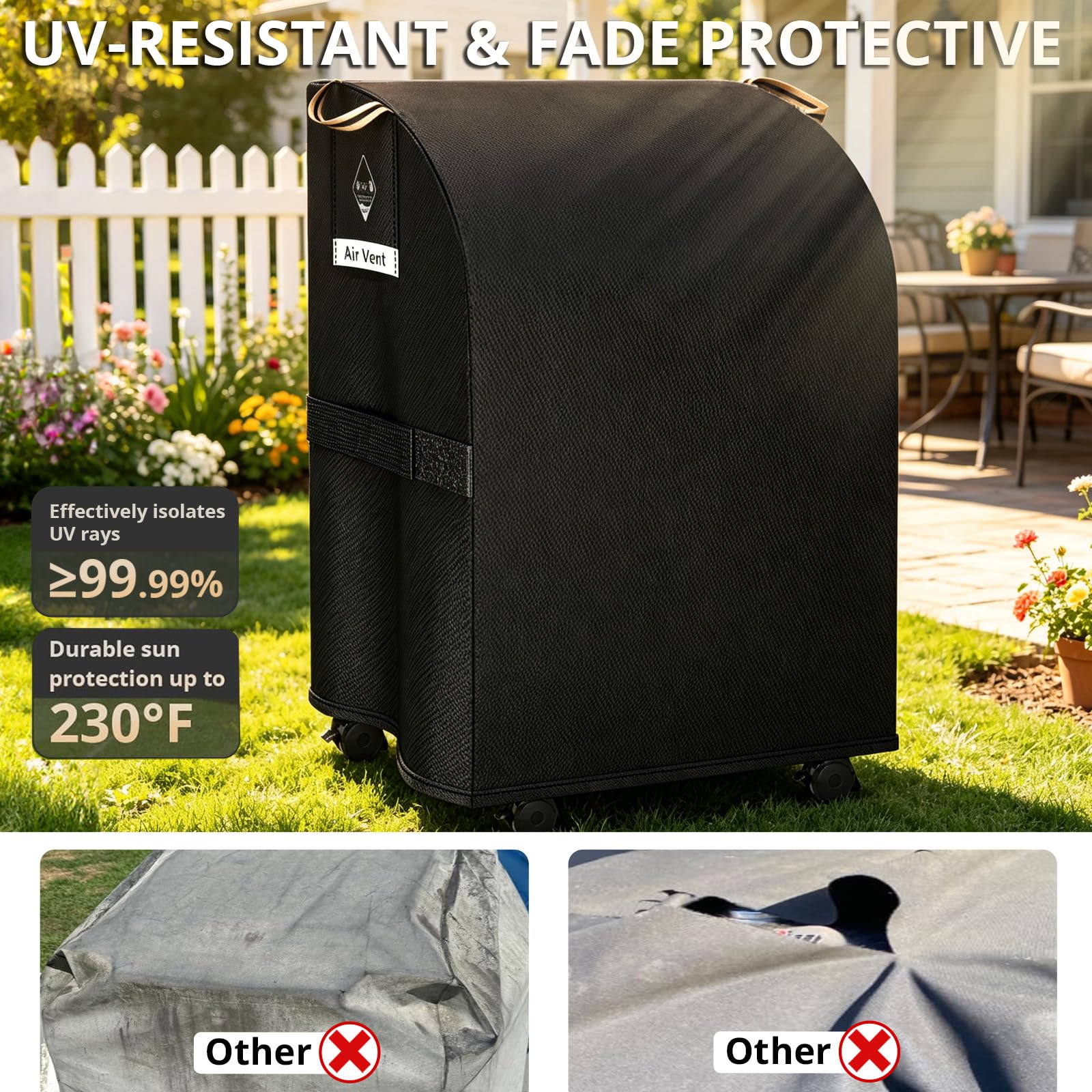 PasWith grill cover with padded handles for easy use
