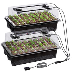 Patigrow 80-Cell Seed Starter Kit with black humidity dome and grow light