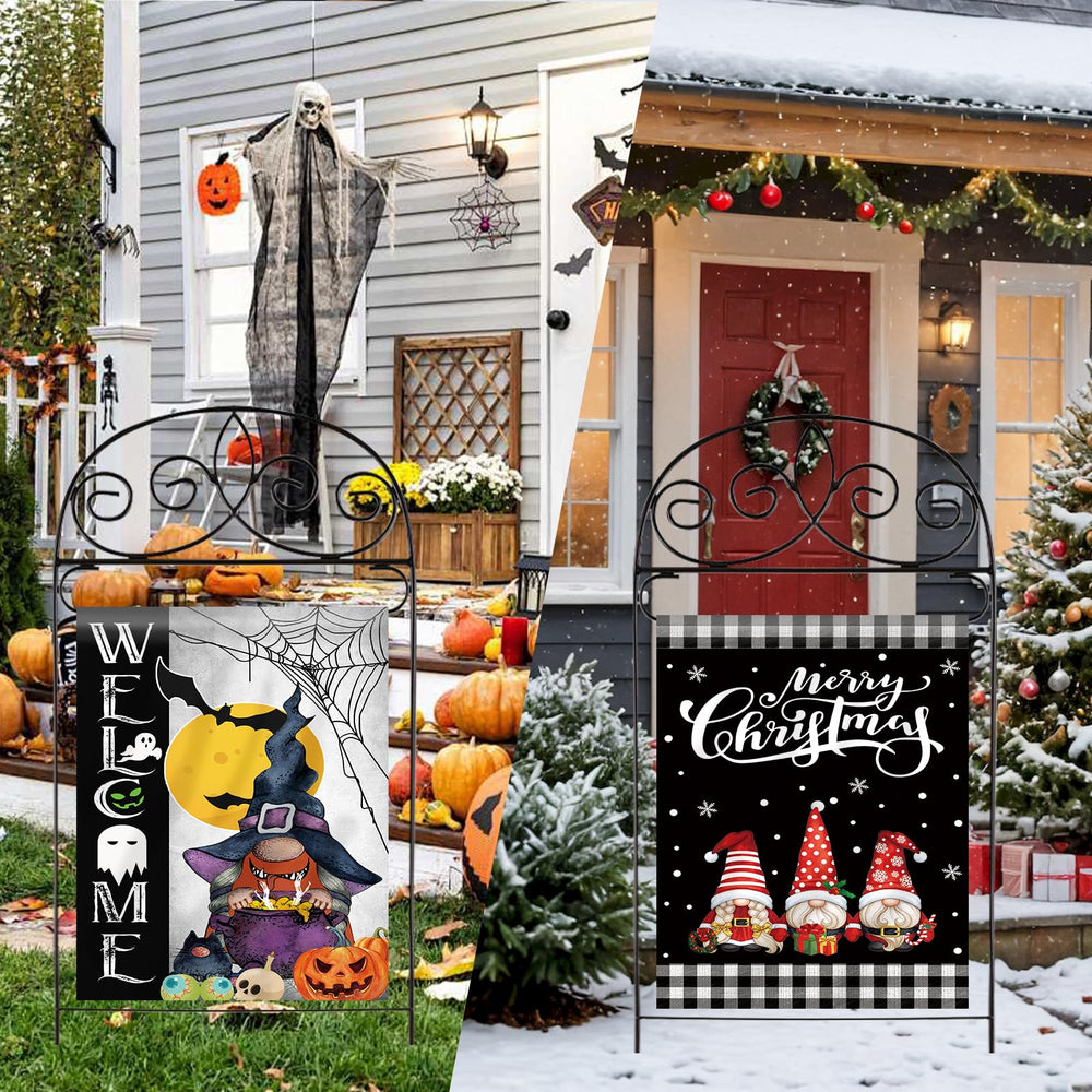 Pating Gnome Flags Set with all seasonal designs laid out