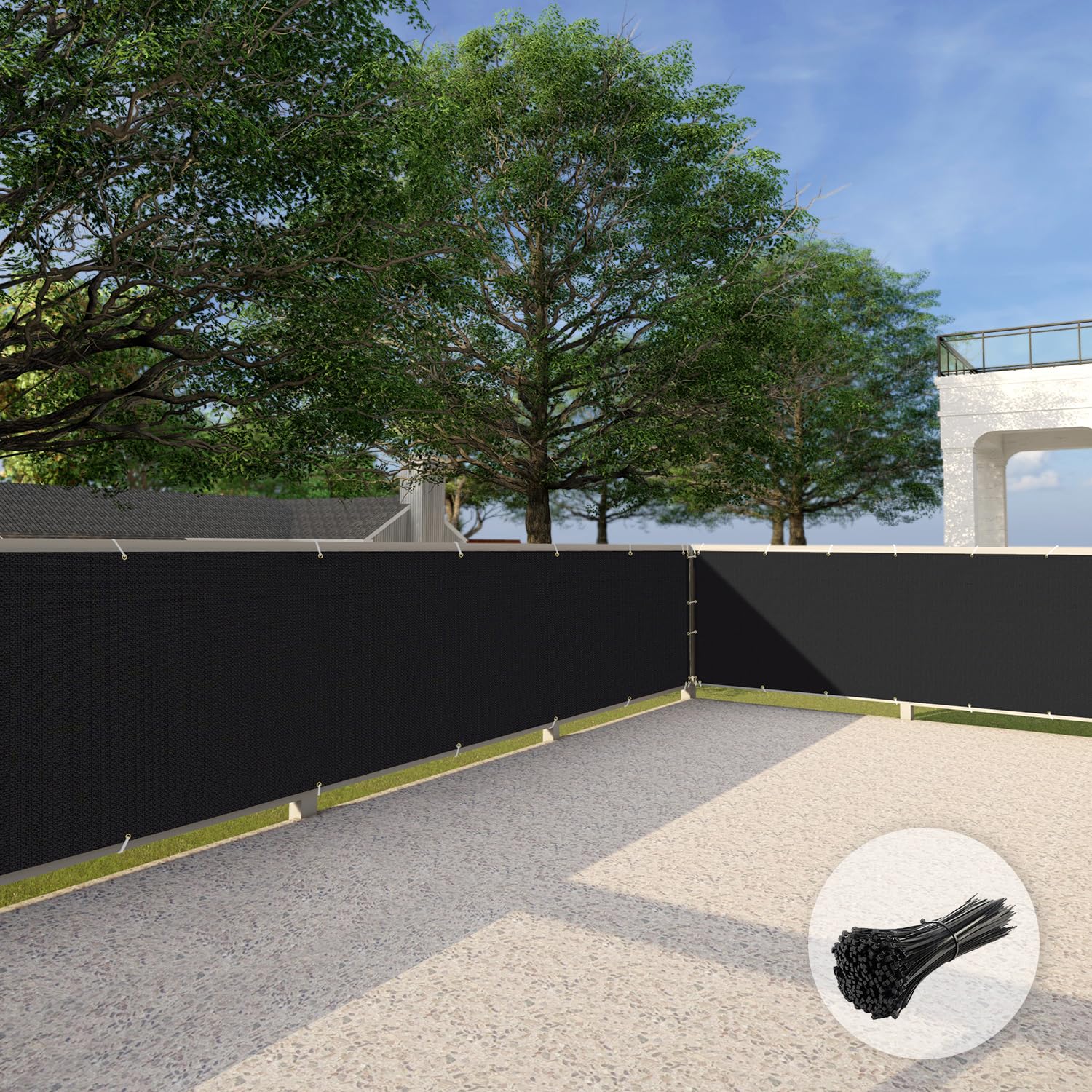 Patio 3' x 50' privacy screen black mesh front view