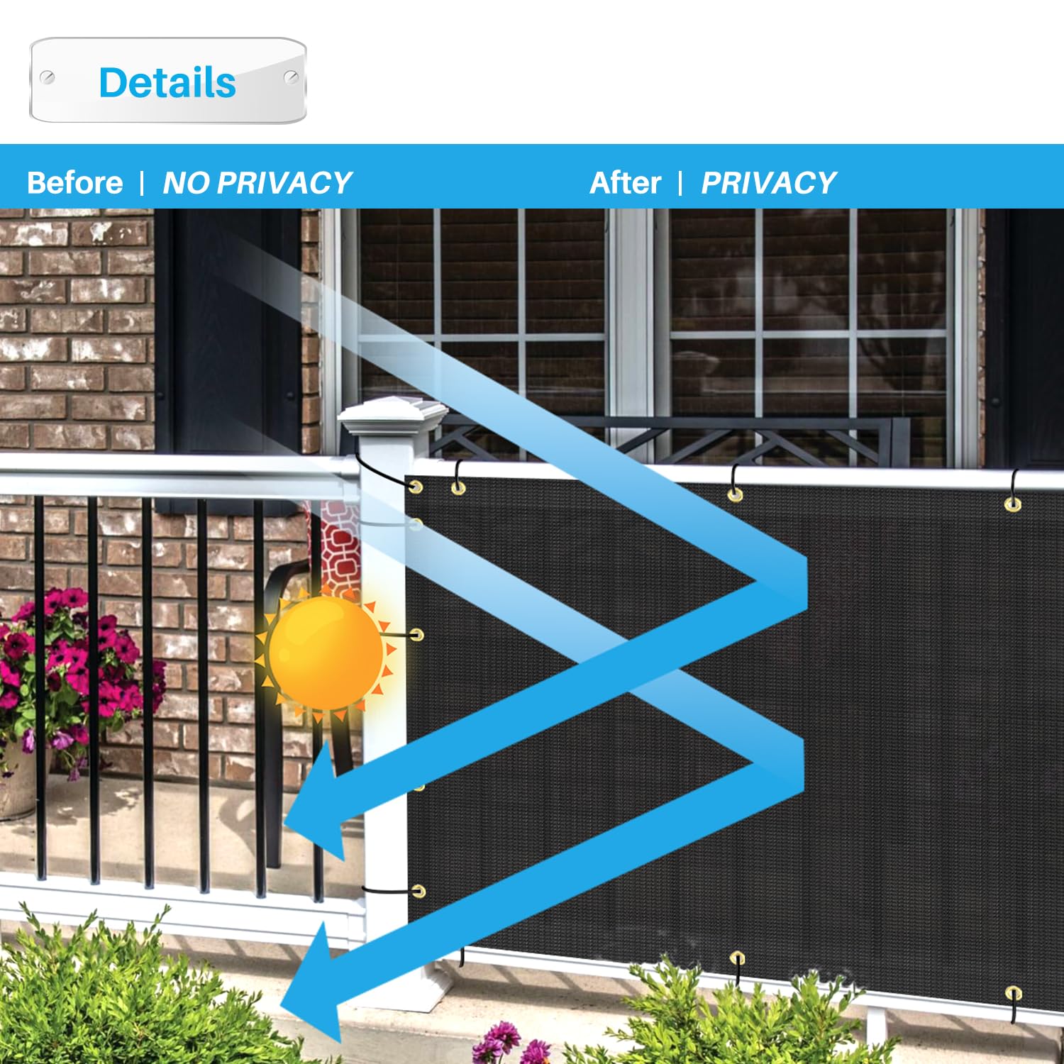 Patio privacy screen in a backyard setting