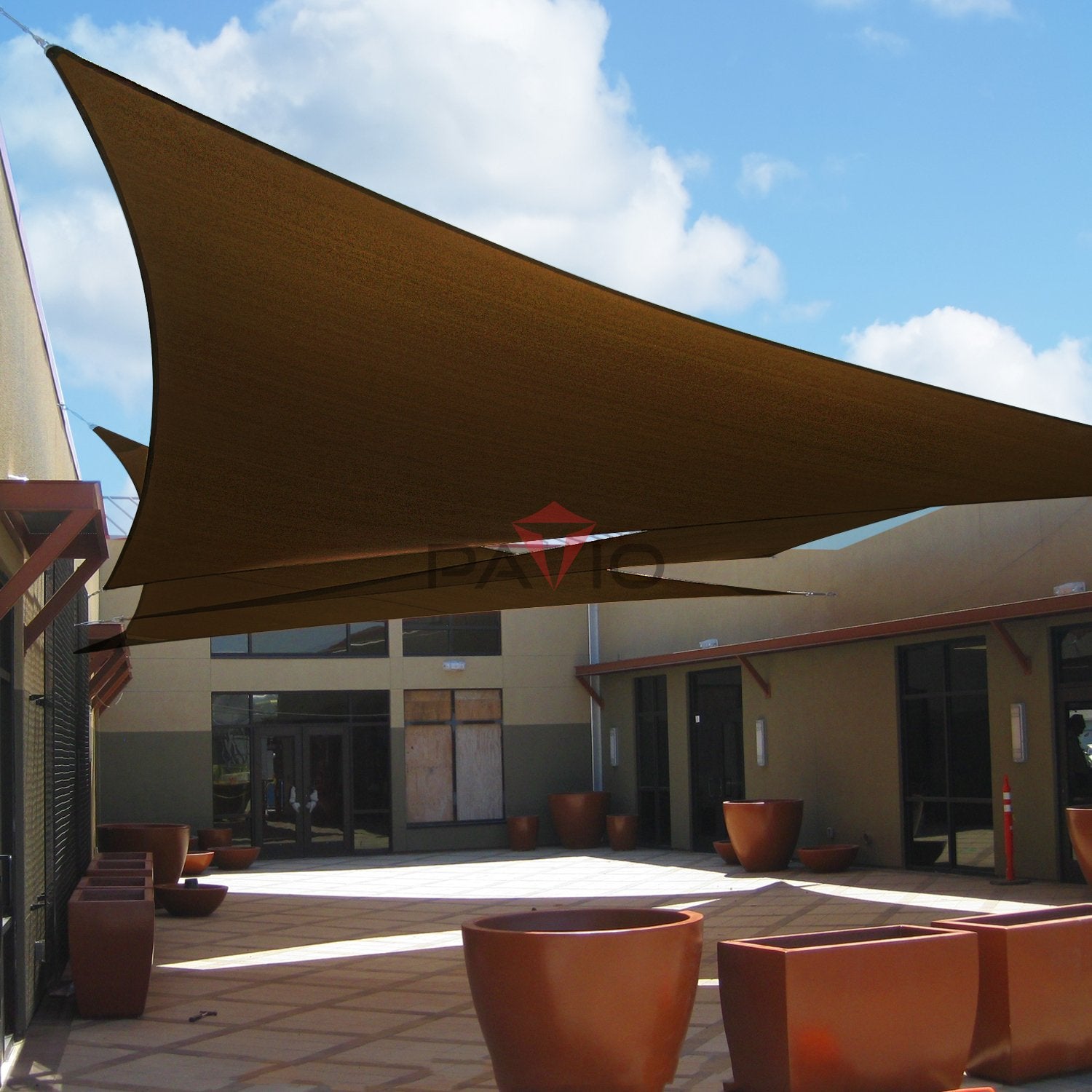 Patio Sun Shade Sail Canopy Brown 6' x 6' x 6' curved edges detail