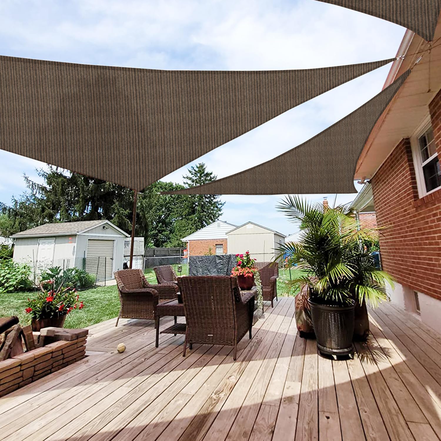 Patio Sun Shade Sail Canopy Brown 6' x 6' x 6' front view