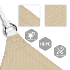 Patio Sun Shade Sail Triangle Canopy 15' x 15' x 15', Sand, backyard setup