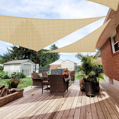 Patio Sun Shade Sail Triangle Canopy 15' x 15' x 15', Sand, front view