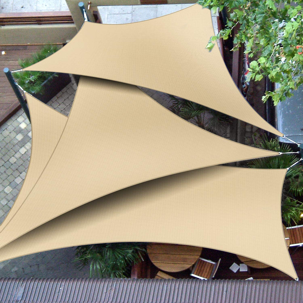 Patio Sun Shade Sail Triangle Canopy 15' x 15' x 15', Sand, material texture