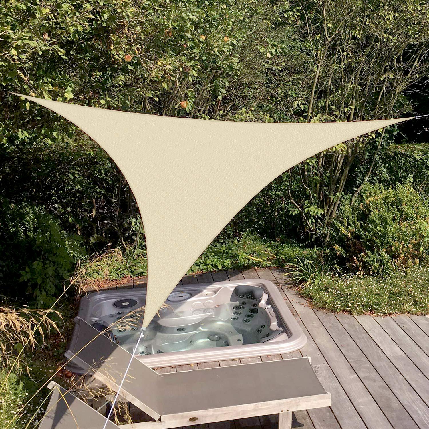 Patio Sun Shade Sail Triangle Canopy 15' x 15' x 15', Sand, outdoor setting