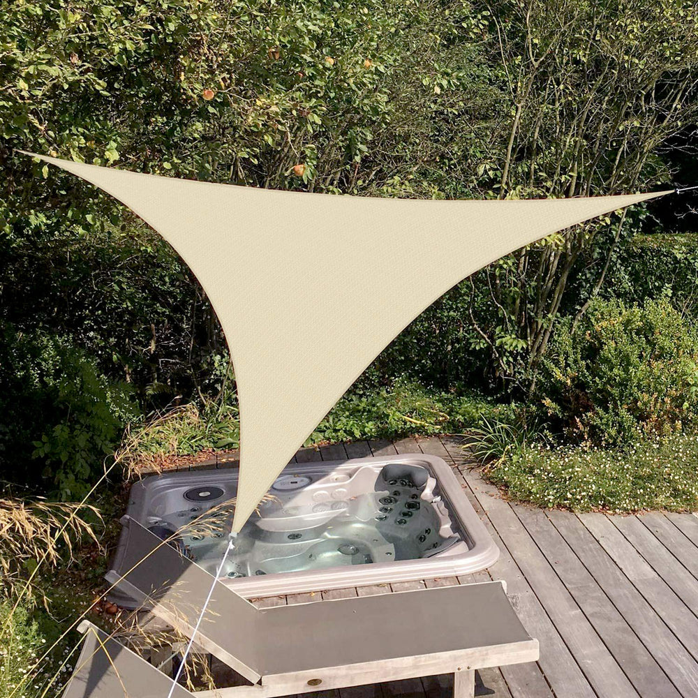 Patio Sun Shade Sail Triangle Canopy 15' x 15' x 15', Sand, outdoor setting