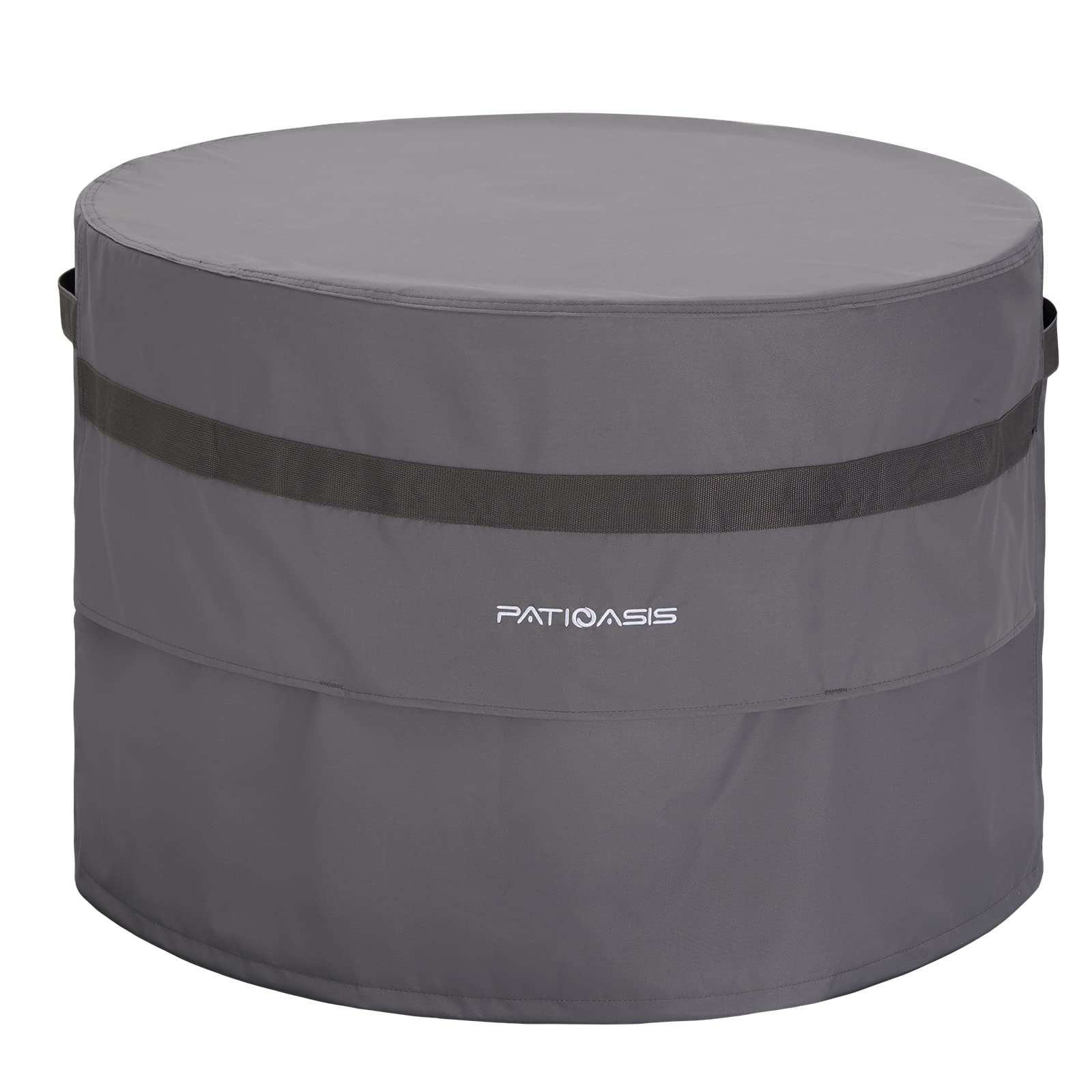 PATIOASIS Round Fire Pit Cover 32'' grey front view