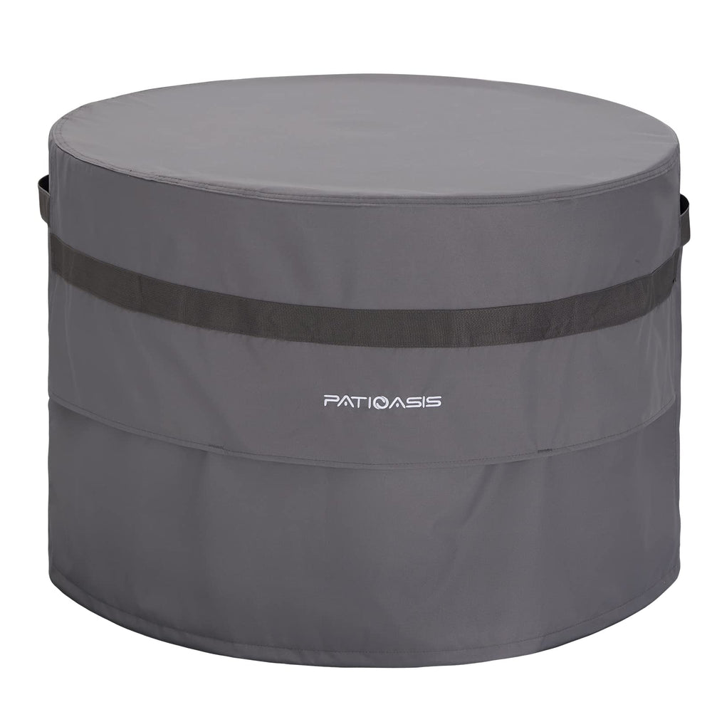 PATIOASIS Round Fire Pit Cover 32'' grey front view