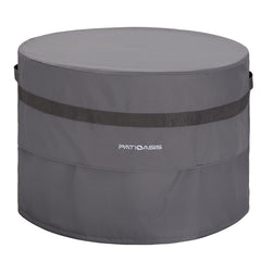 PATIOASIS Round Fire Pit Cover 32'' grey front view