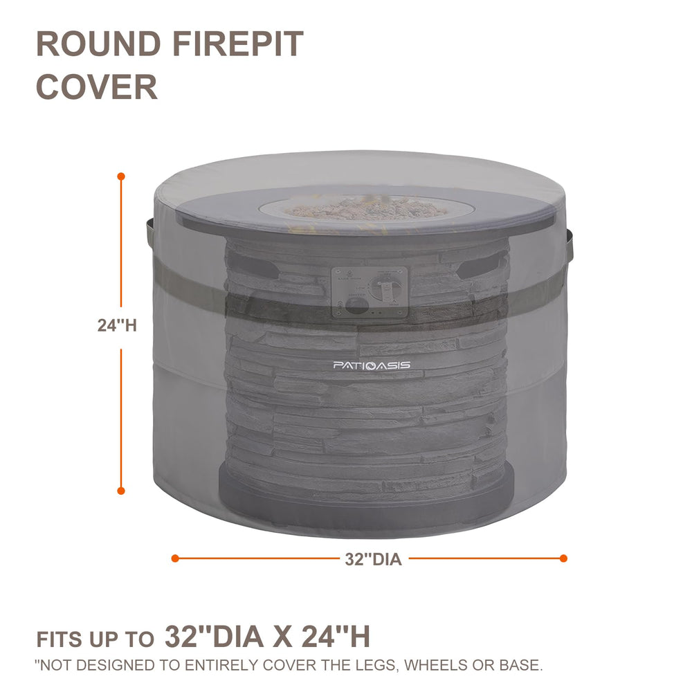 PATIOASIS Round Fire Pit Cover 32'' grey with handle