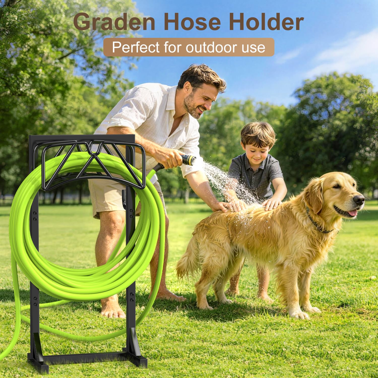 Patiobay garden hose holder with measurement dimensions