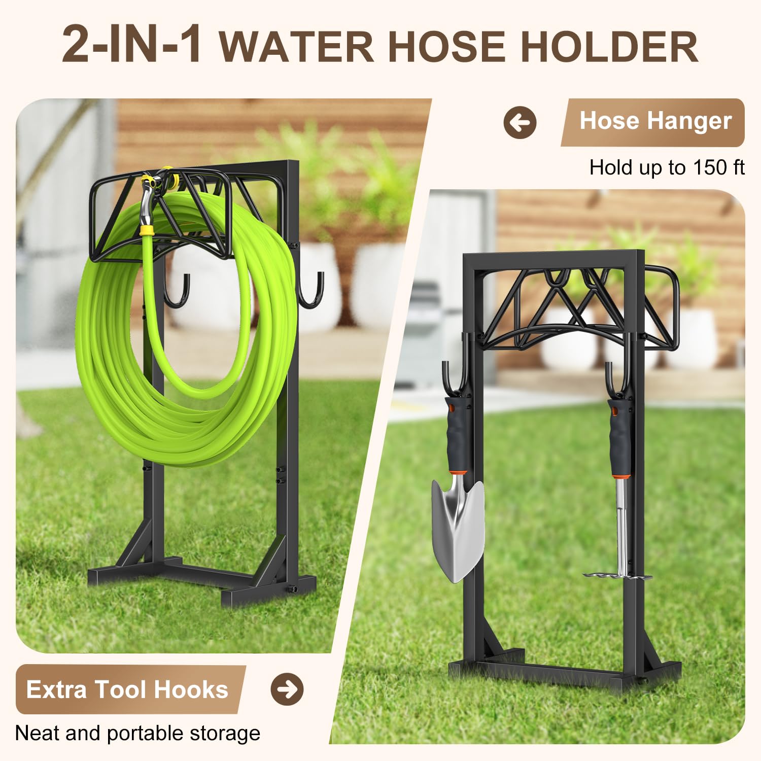 Patiobay heavy duty garden hose holder black finish