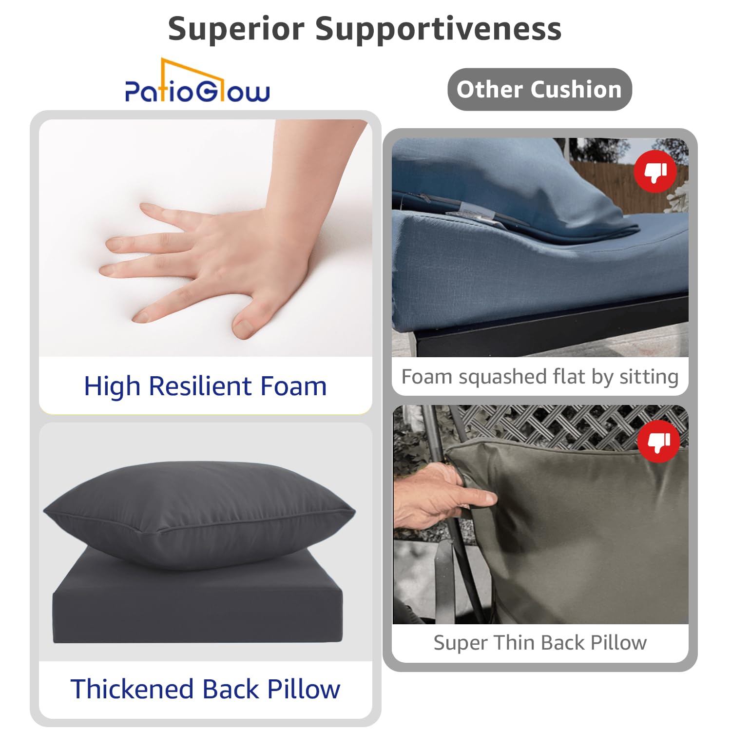 PatioGlow cushion set on patio chair, outdoor setting