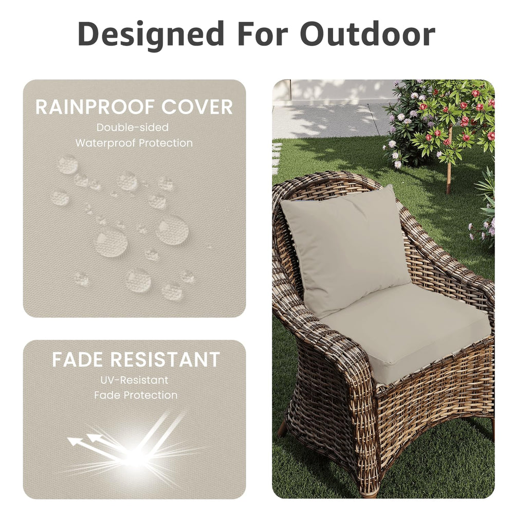 PatioGlow Outdoor Seat Cushion Set back view with hidden zipper