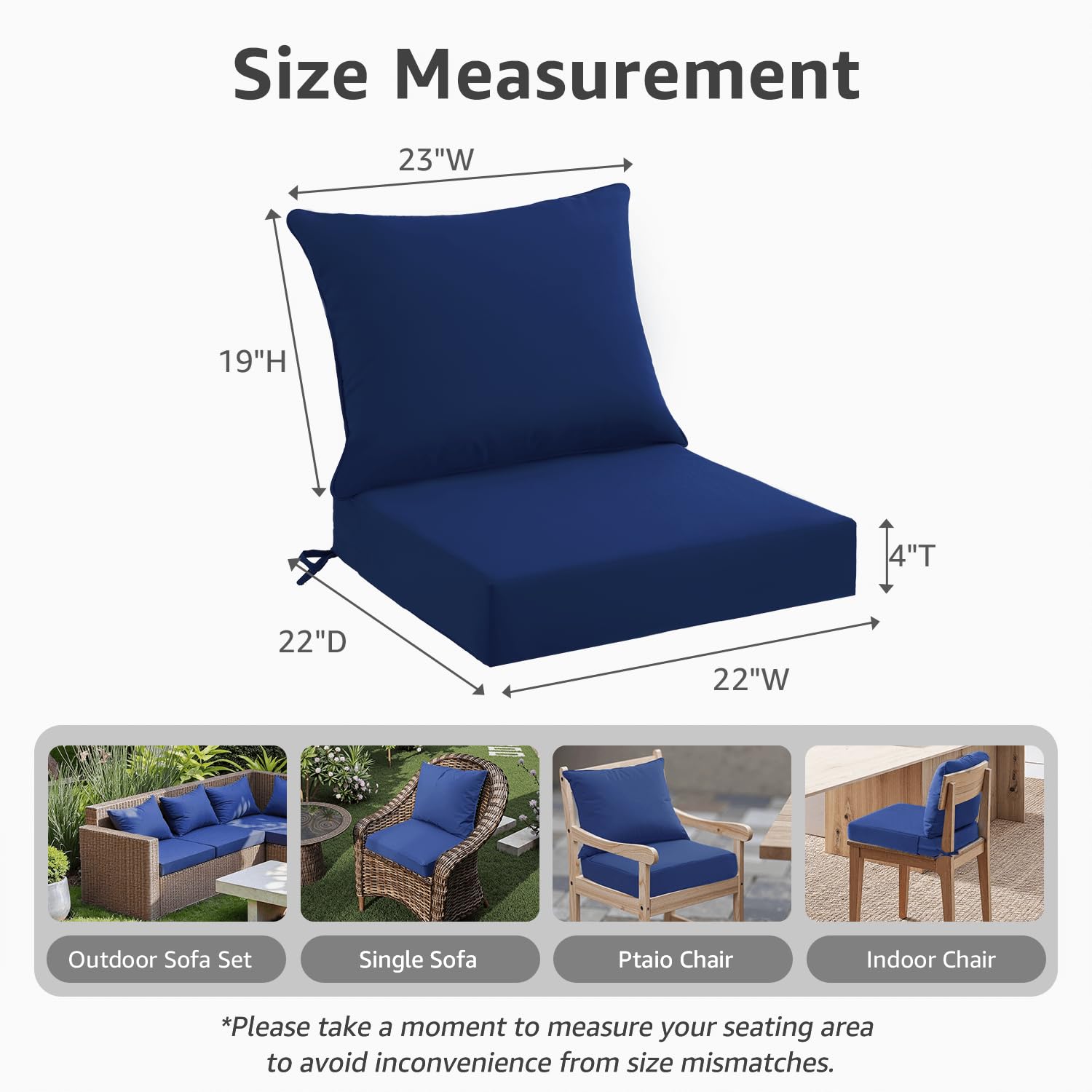 PatioGlow Outdoor Seat Cushion Set showing removable cover