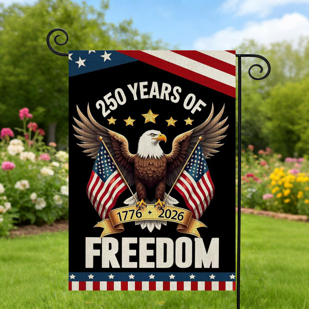 Patriotic 250th Anniversary Flag in outdoor display