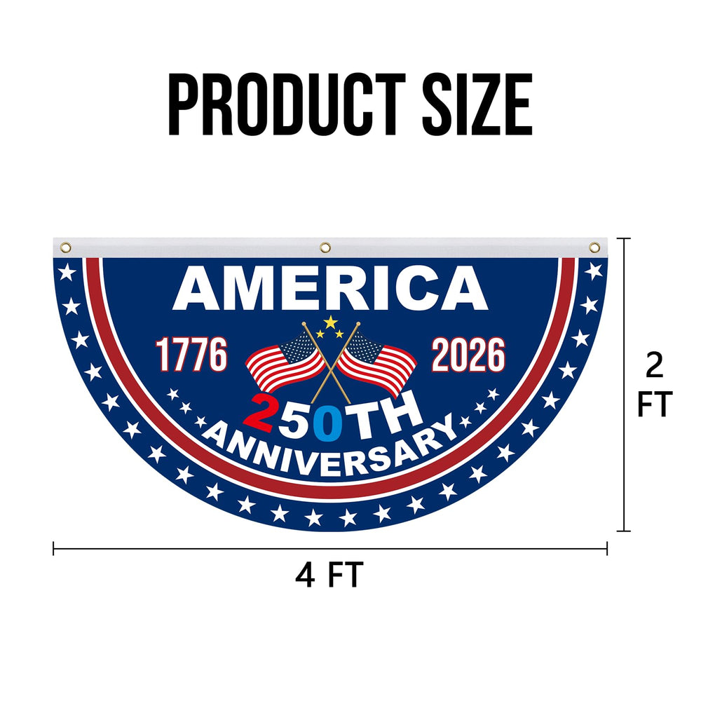 Patriotic bunting banner displayed outdoors on a fence
