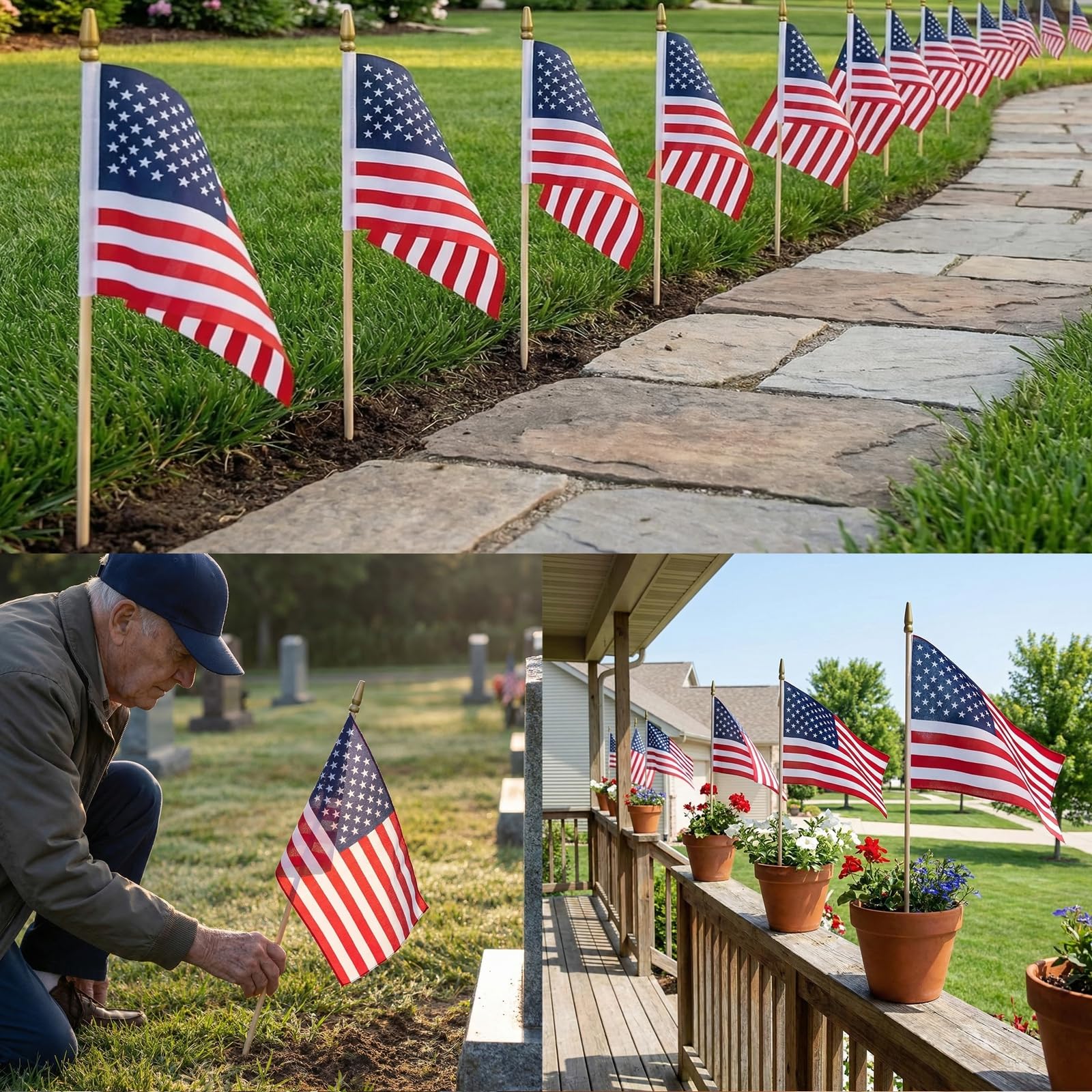 Patriotic decorations with small American flags at a party