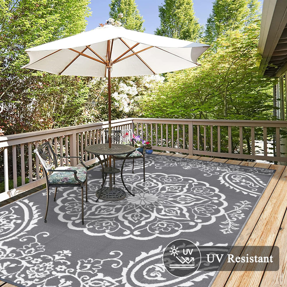 Pauwer Outdoor Rug 5x8 during a camping trip