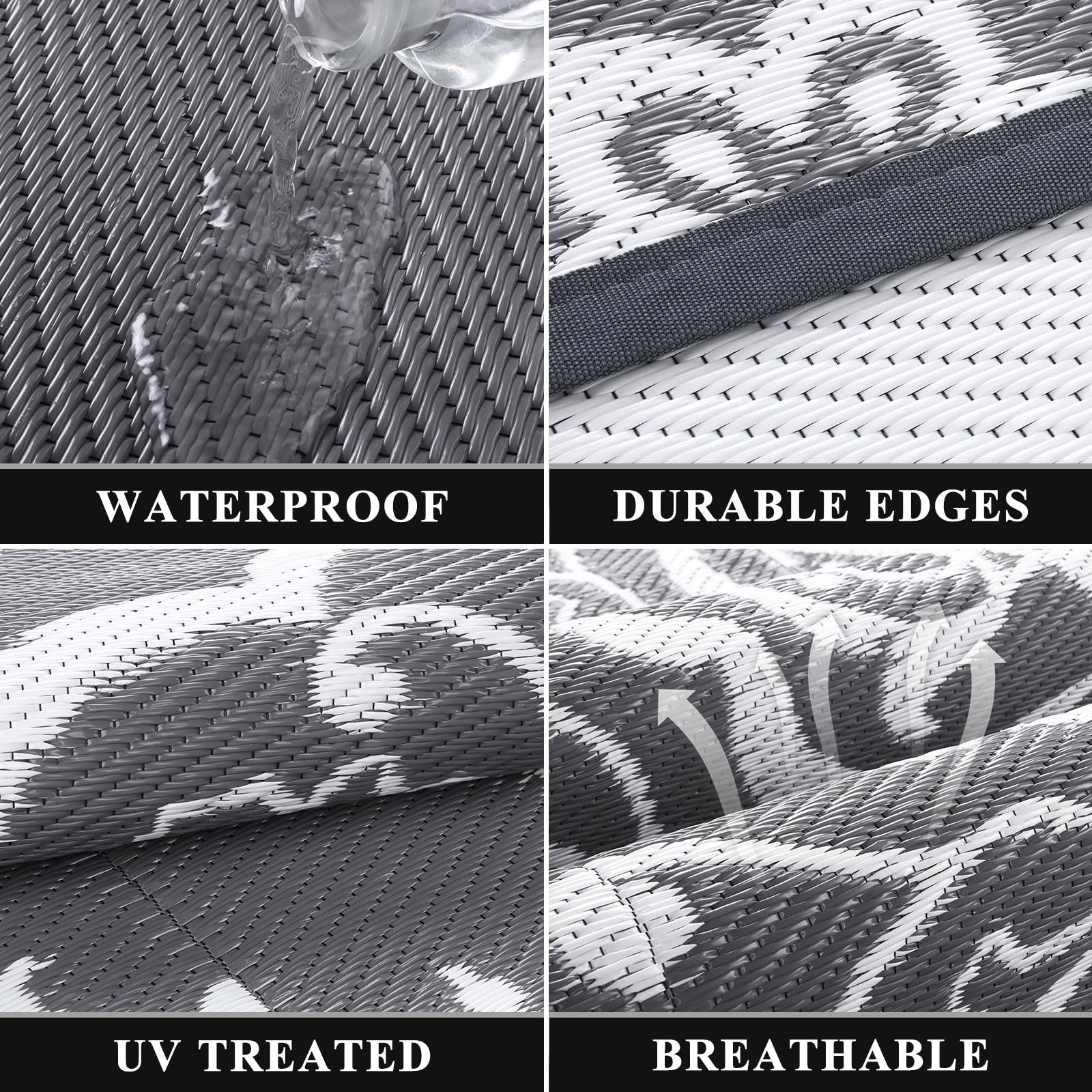 Pauwer Outdoor Rug 5x8 in a garden setting