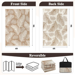 Pauwer Outdoor Rug 6' x 9' with leaf pattern on both sides