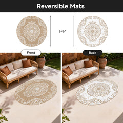 Pauwer Outdoor Rug 6ft reversible floral pattern side view