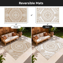 Pauwer Outdoor Rug 6x9 paisley brown with carrying bag