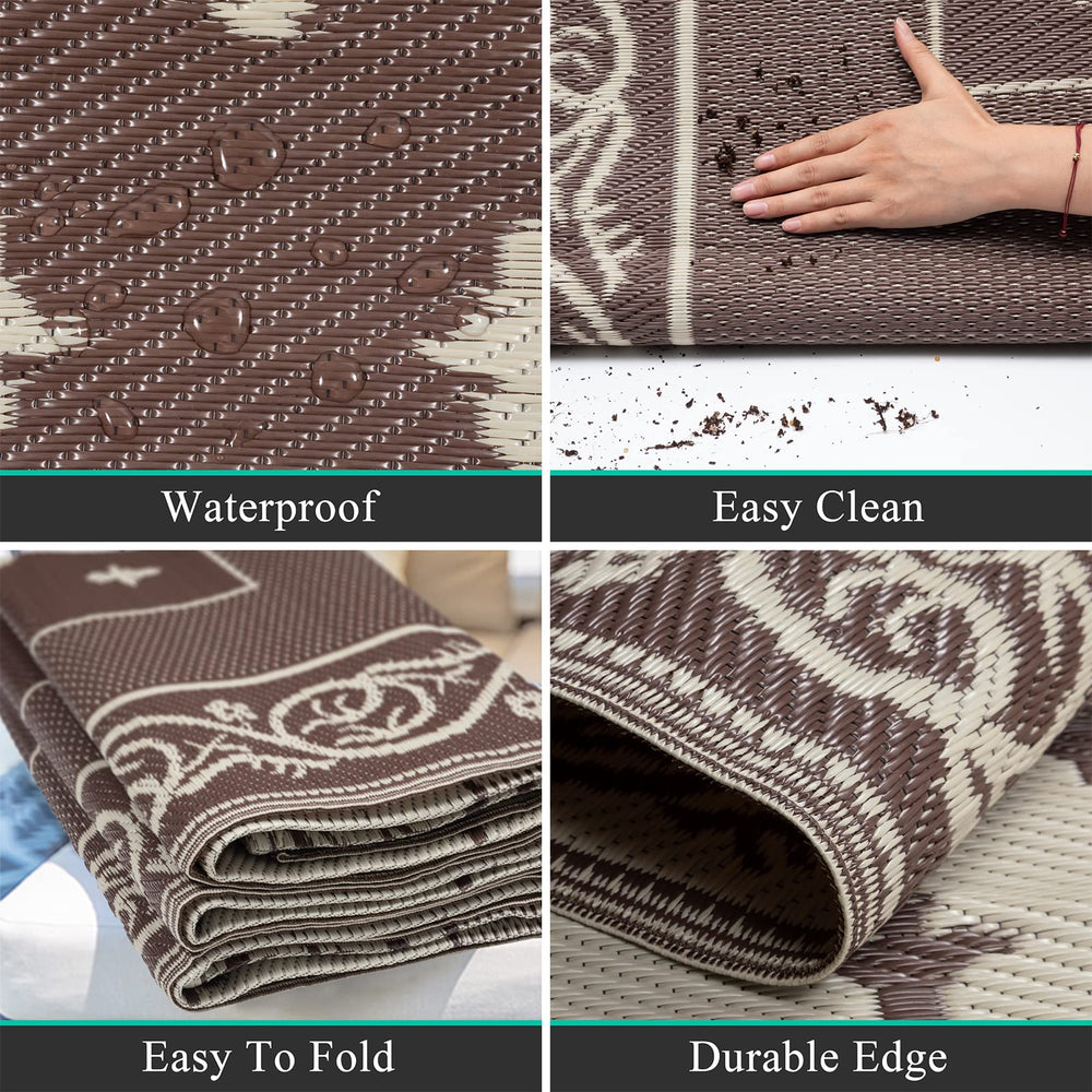 Pauwer Outdoor Rug 6x9 placed on a patio