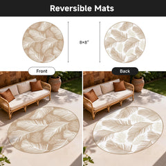 Pauwer Outdoor Rug 8ft reversible design showcasing leaf pattern