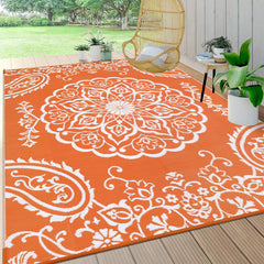 Pauwer Outdoor Rug 8x10 Boho Orange front view