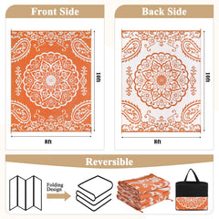 Pauwer Outdoor Rug 8x10 Boho Orange reverse side pattern