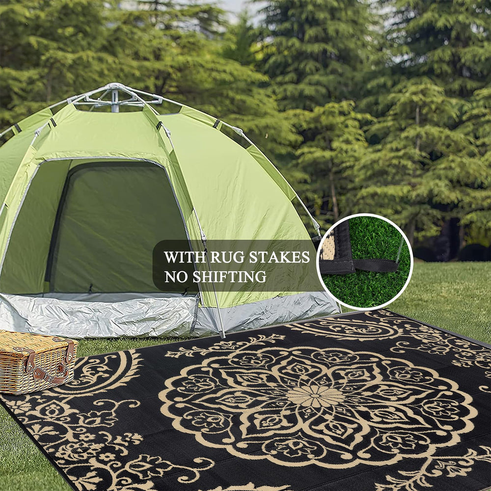 Pauwer Outdoor Rug 8x10 displayed at a picnic