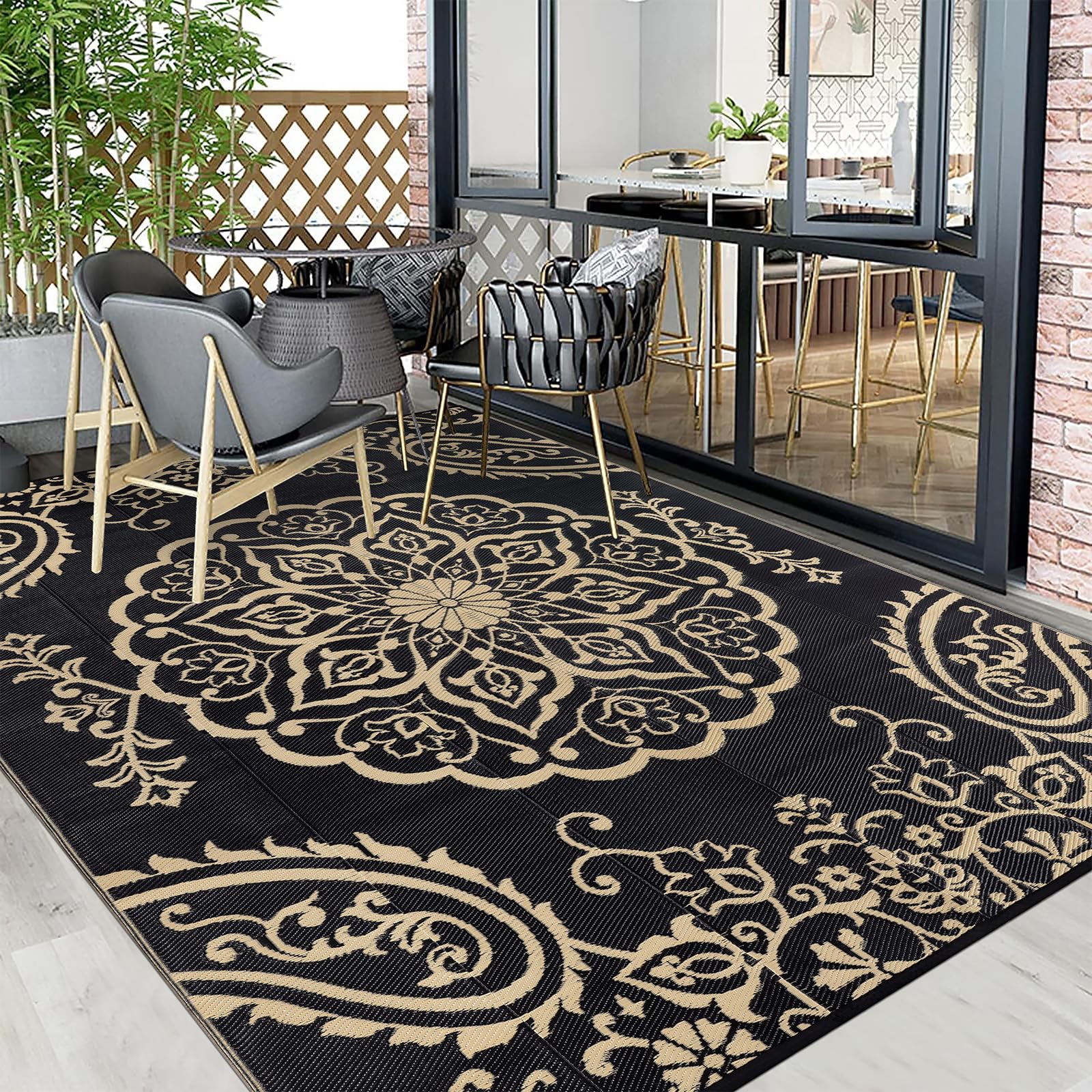 Pauwer Outdoor Rug 8x10 stakes for secure placement