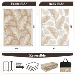 Pauwer Outdoor Rug 9x12 Leaf Brown in garden setting