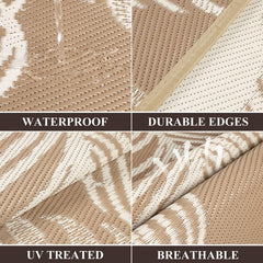 Pauwer Outdoor Rug 9x12 Leaf Brown side view