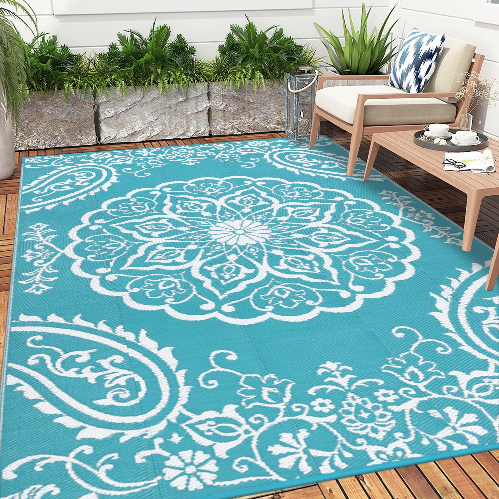 Pauwer Outdoor Rug 9x12 with rug stakes