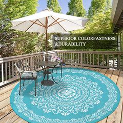 Pauwer Outdoor Rug close-up of floral pattern