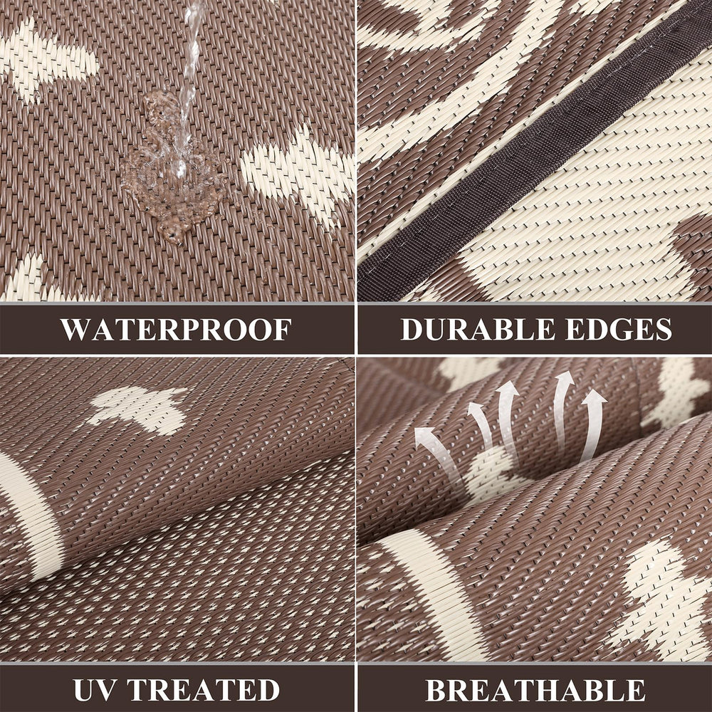 Pauwer outdoor rug in a garden setting