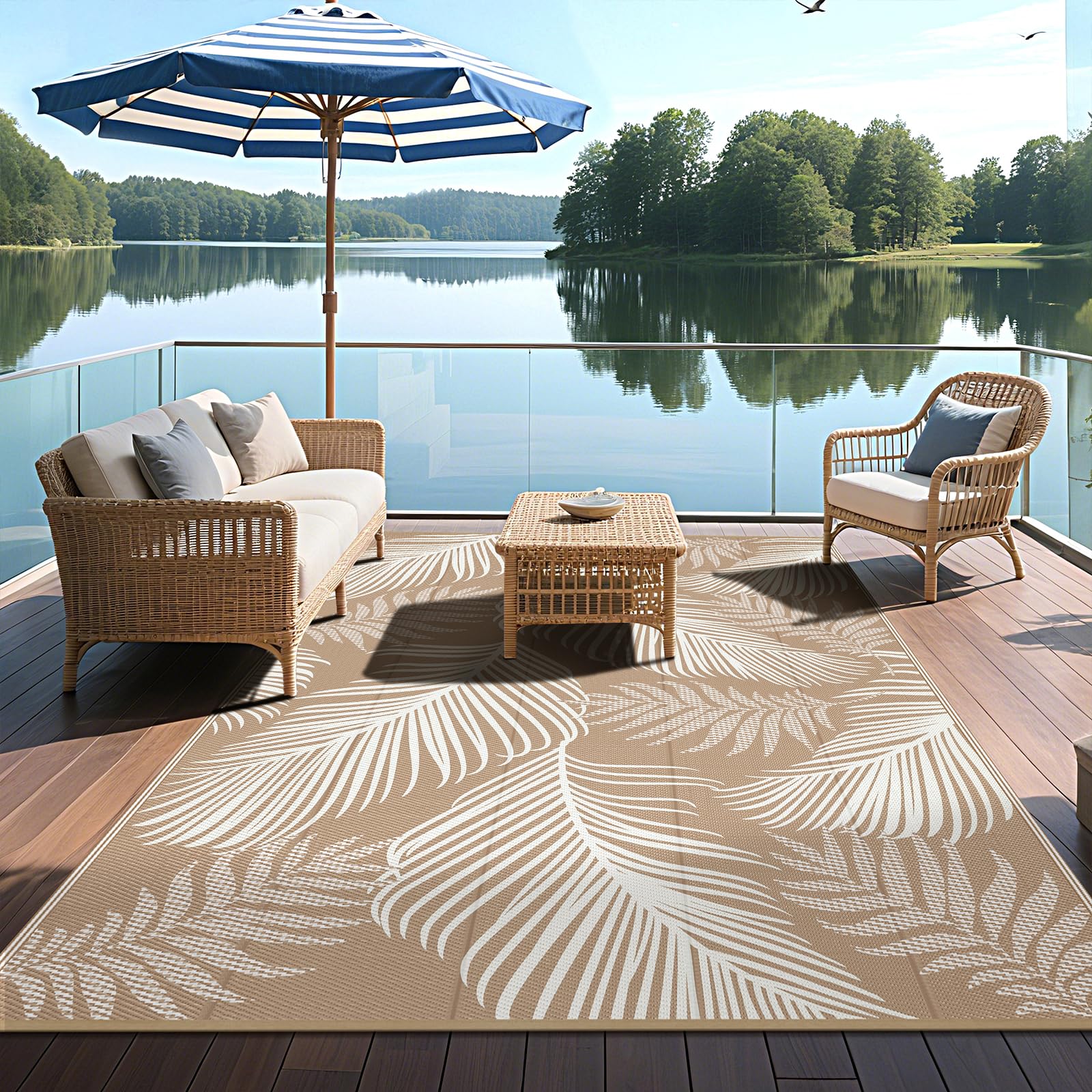 Pauwer Outdoor Rug in picnic setup