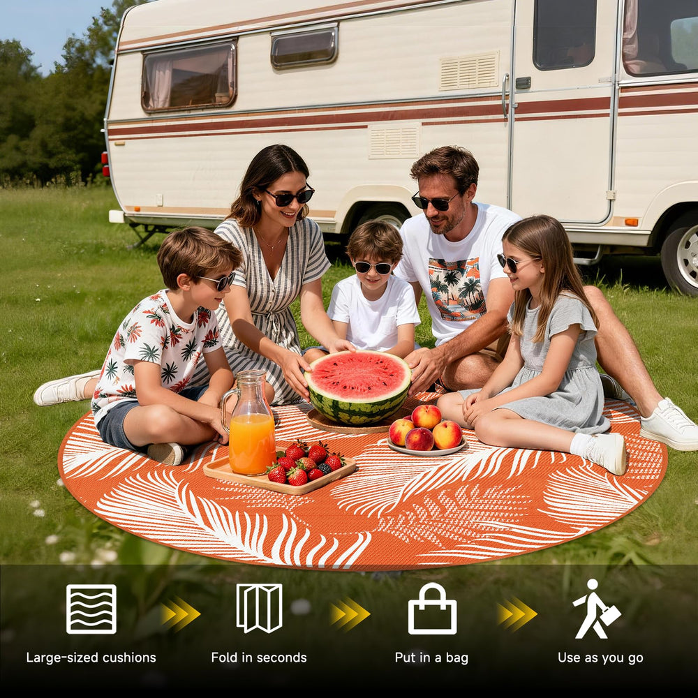 Pauwer outdoor rug laid out at a beach picnic