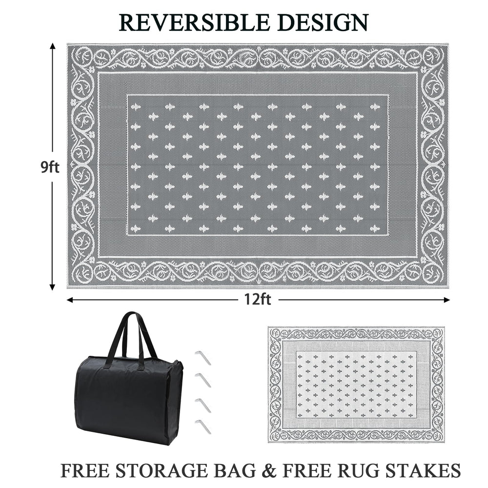 Pauwer outdoor rug reversible design showcasing geometric pattern