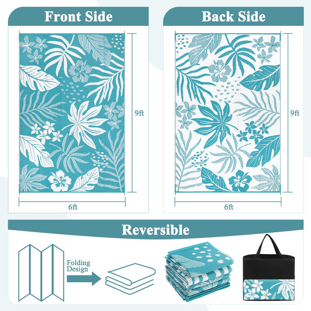 Pauwer outdoor rug reversible floral pattern