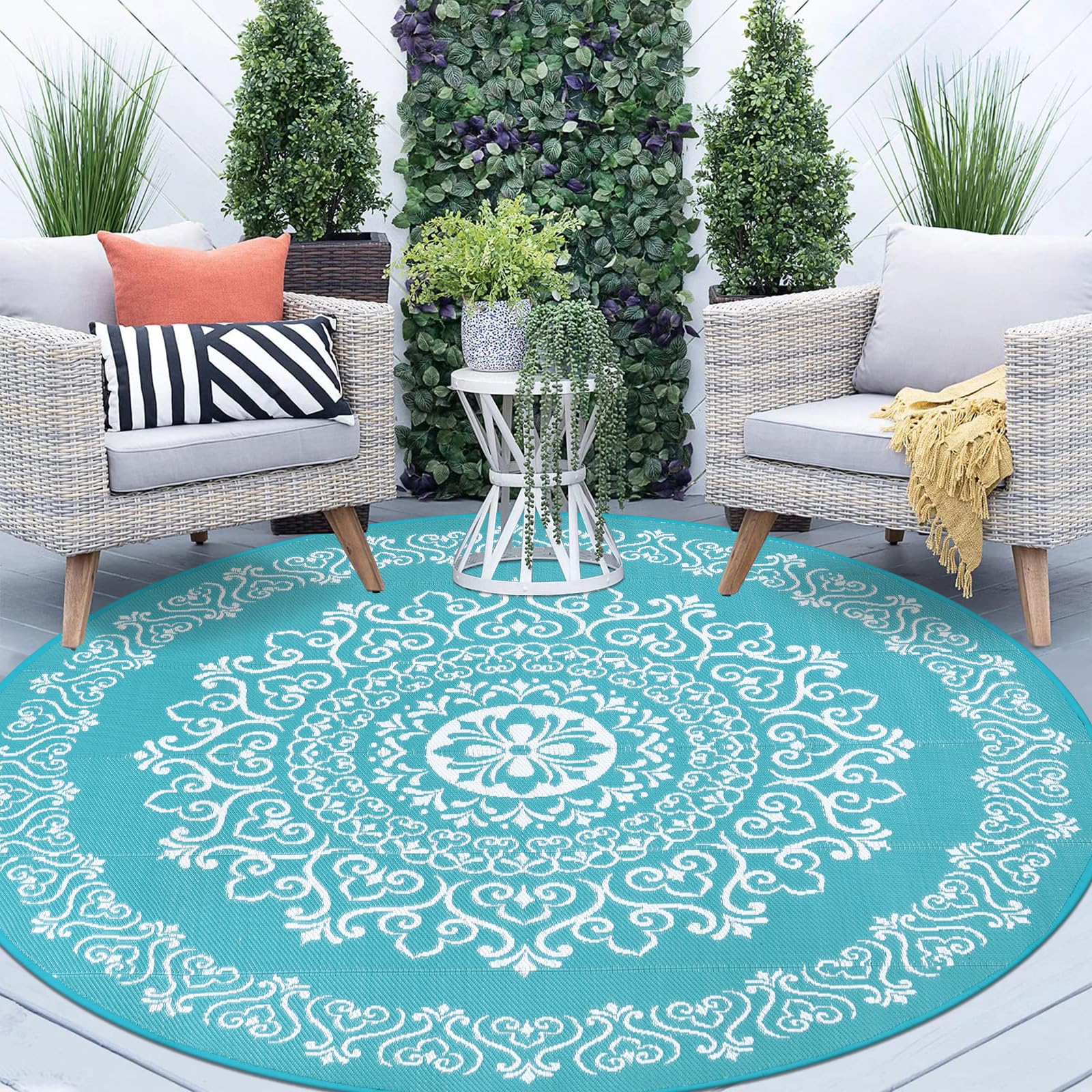 Pauwer Outdoor Rug rolled up for storage
