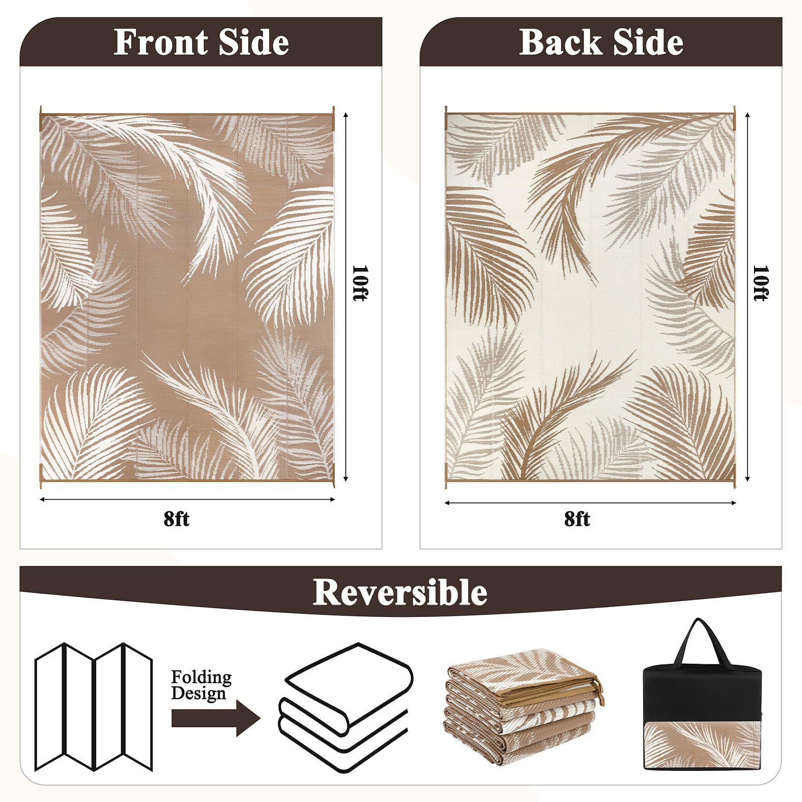 Pauwer outdoor rug showing reversible leaf pattern