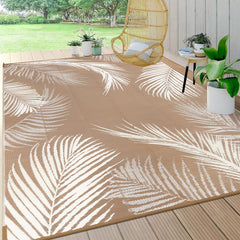 Pauwer Waterproof Outdoor Rug 10x14 leaf brown front view