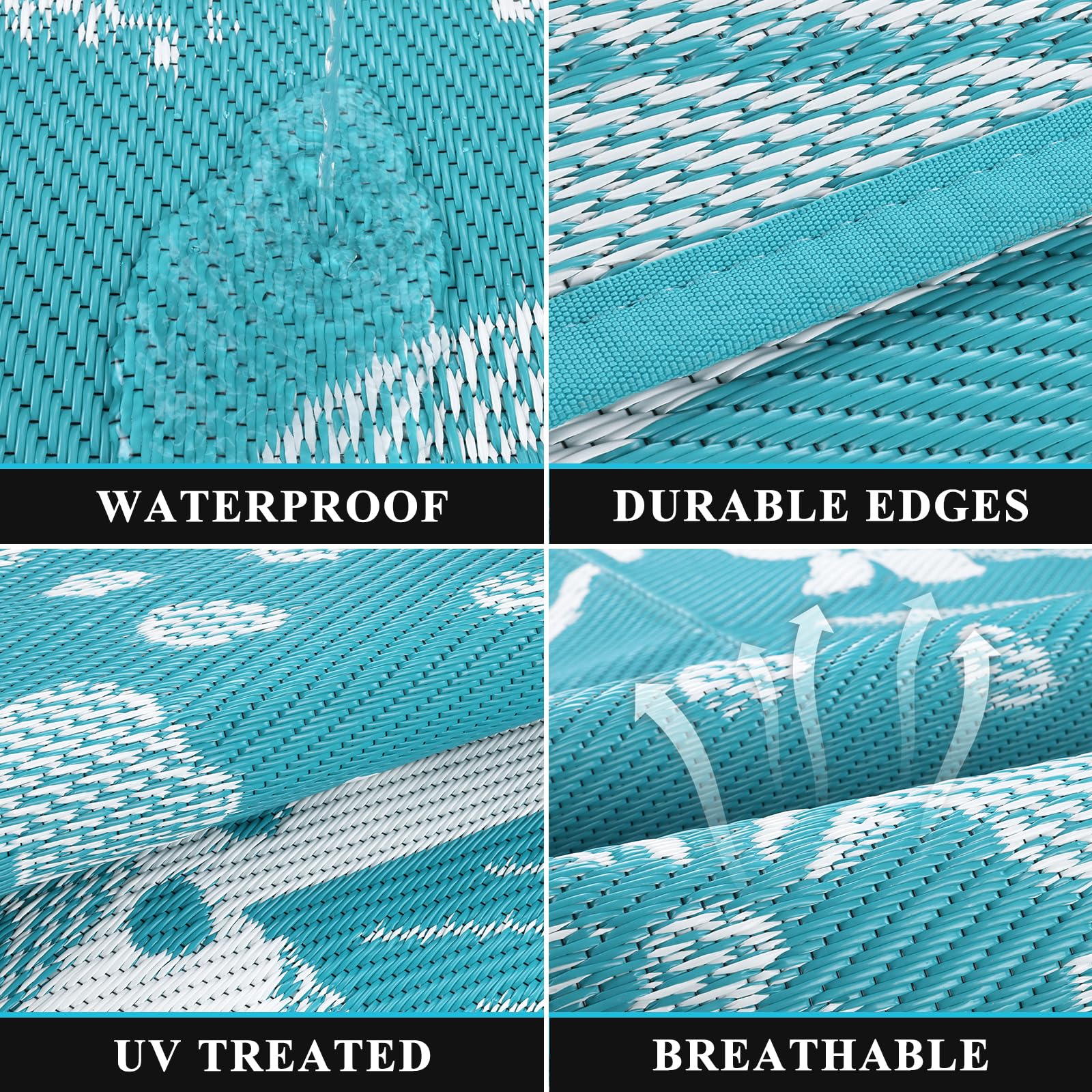 Pauwer Waterproof Outdoor Rug 6x9 in garden setting