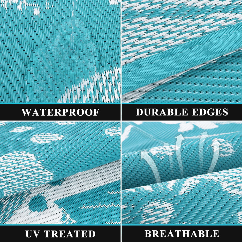 Pauwer Waterproof Outdoor Rug 6x9 in garden setting