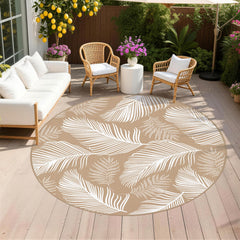 Pauwer Waterproof Outdoor Rug 8ft leaf brown front view